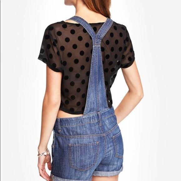 ✨ Express Blue Denim Overall Shorts✨ - Picture 2 of 6